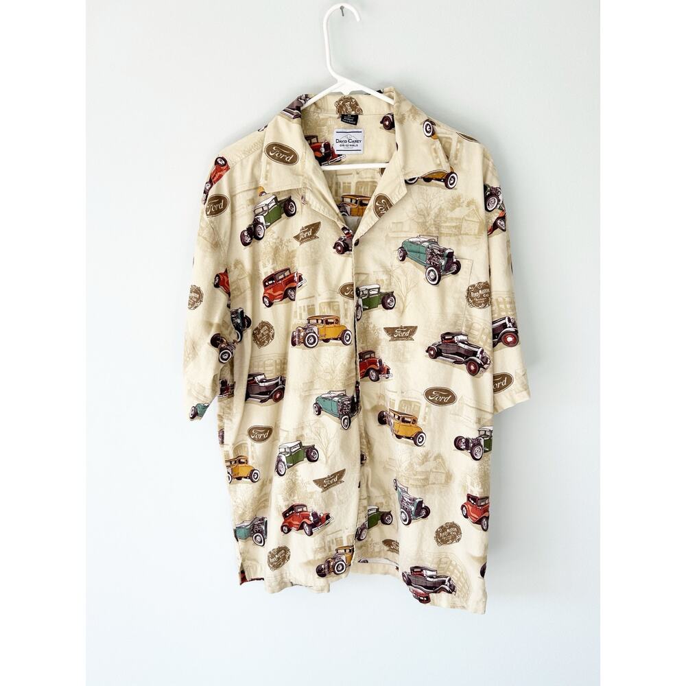 David Carey Originals Classic Ford All Over Print Short Sleeve Button Down 2X